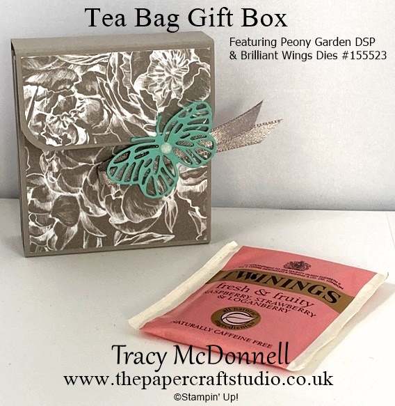 Tea Bag Gift Box featuring Peony Garden designer series paper